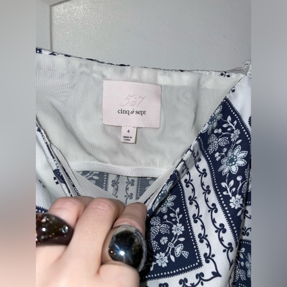 New! Cinq a Sept Minella Bandana-Print Patchwork Ruffle Dress 💙 size 4 - Picture 13 of 13